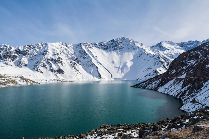Paisagem de Embalse El Yeso, no Cajon del Maipo
