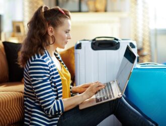woman using laptop