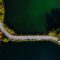 Aerial view of a car on a road
