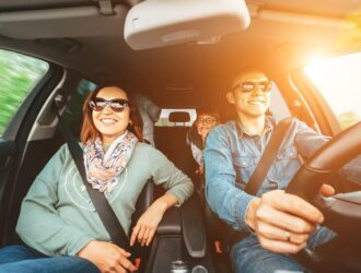 family in car