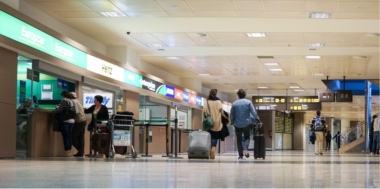 car rental booths at the airport