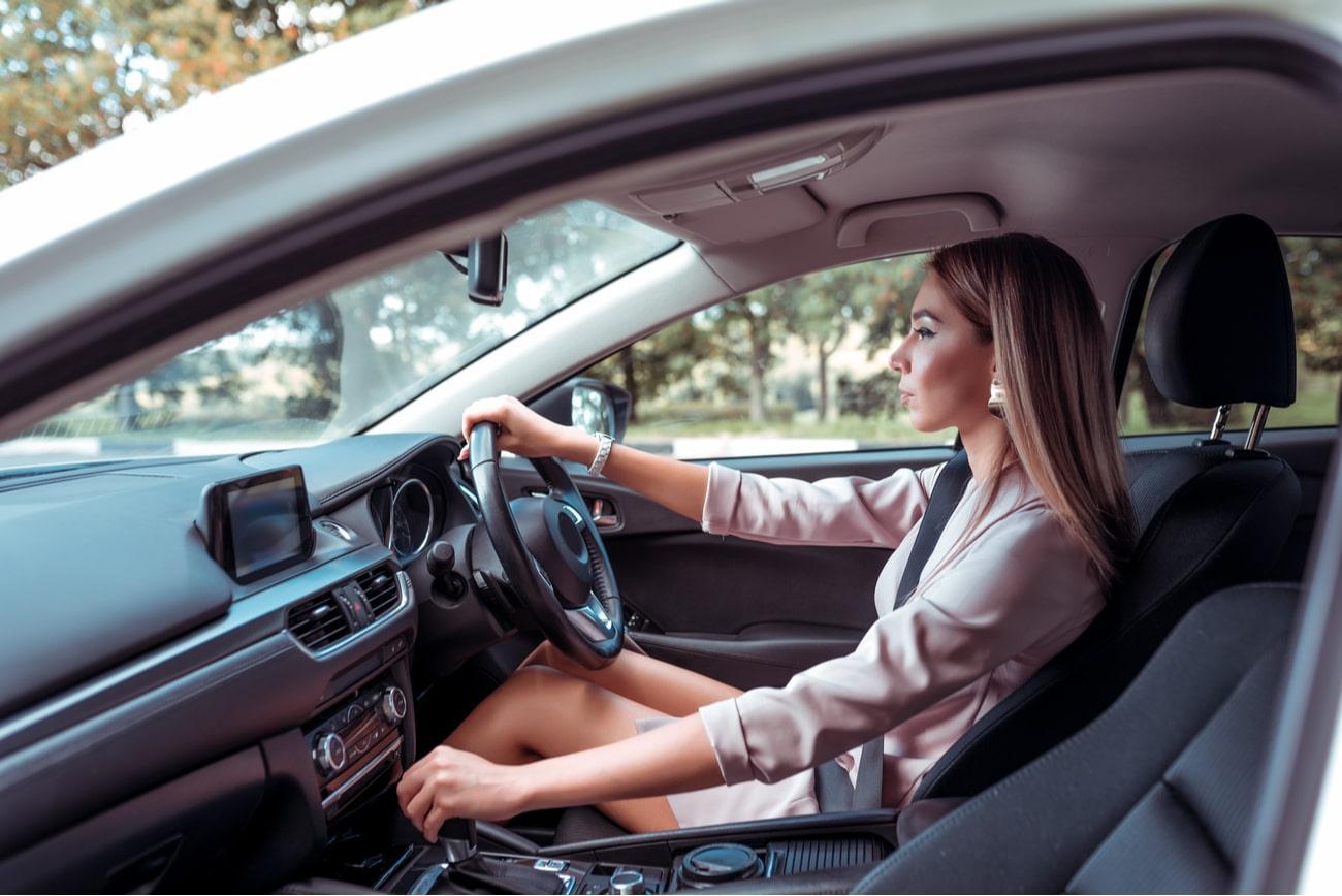 woman driving a car