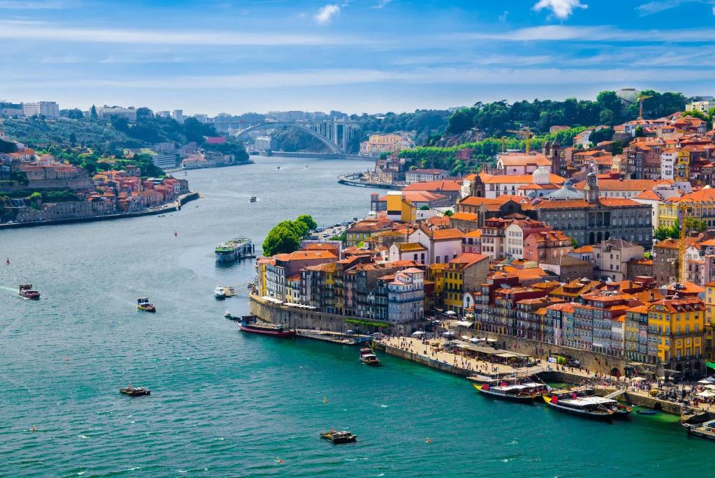 Aerial view of Porto, in Portugal.