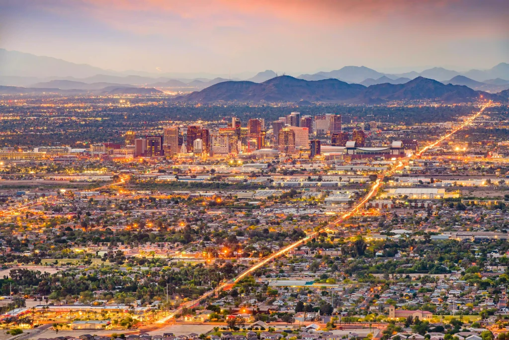 Aerial view of Phoenix during fall.