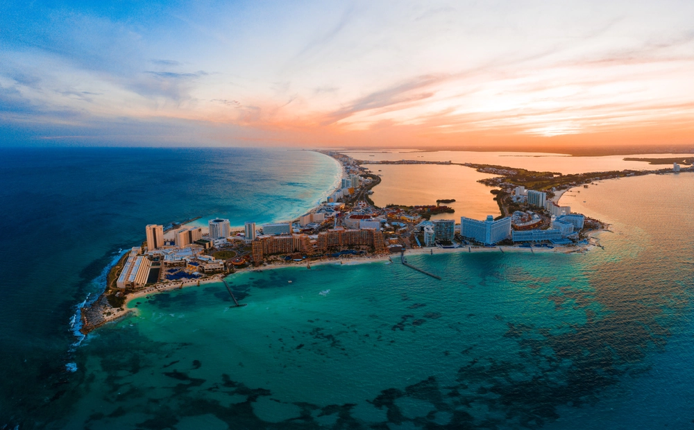Aerial view of Cancun.