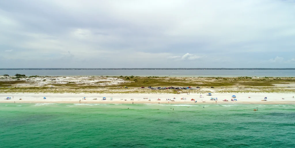 Aerial view of Pensacola beach.