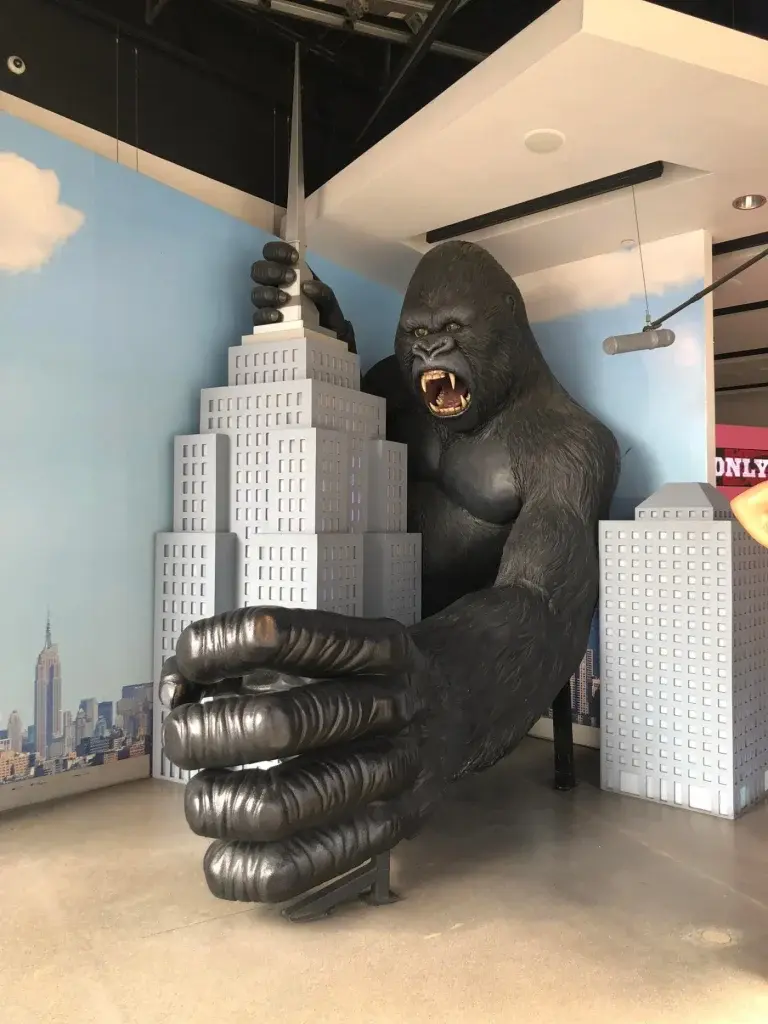 In a Los Angeles wax museum, a detailed King Kong figure