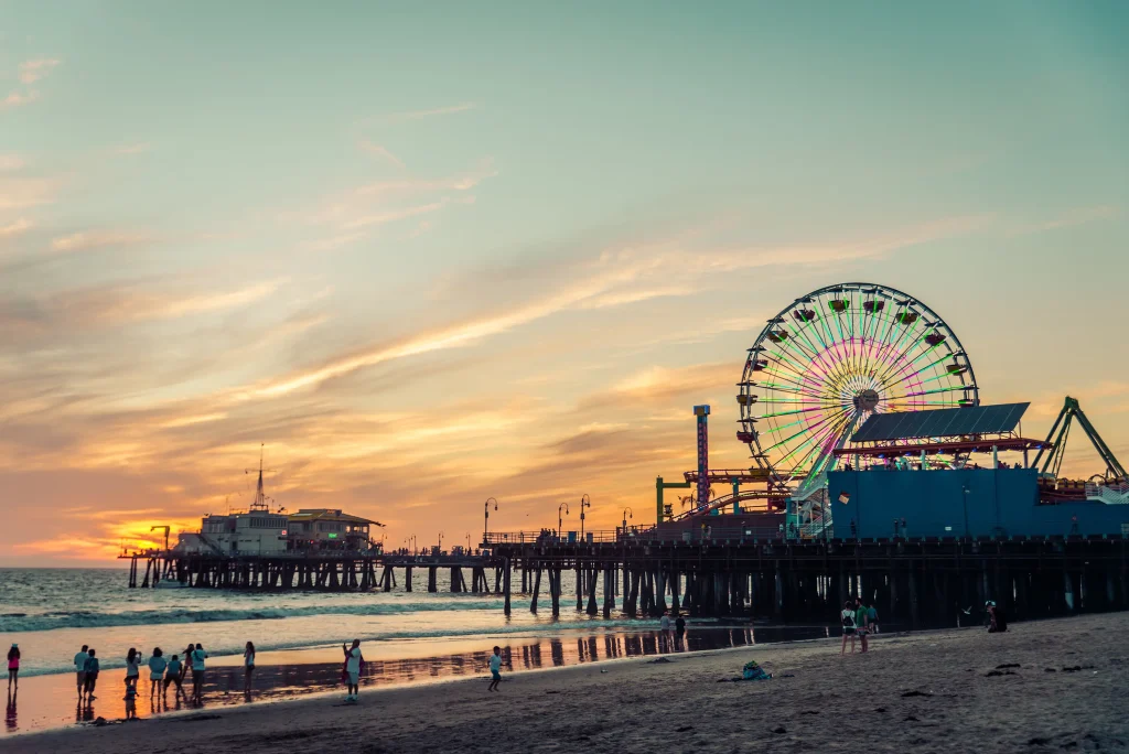 The Santa Monica Pier, in Los Angeles, California.