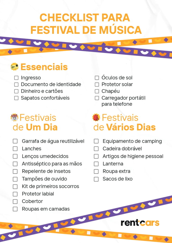 checklist para festivais musicais